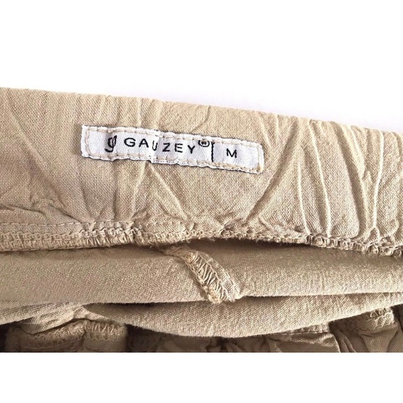 Gauzey | Wide Leg Capris Womens Size M Brown Cotton Drawstring Waist - Picture 10 of 10